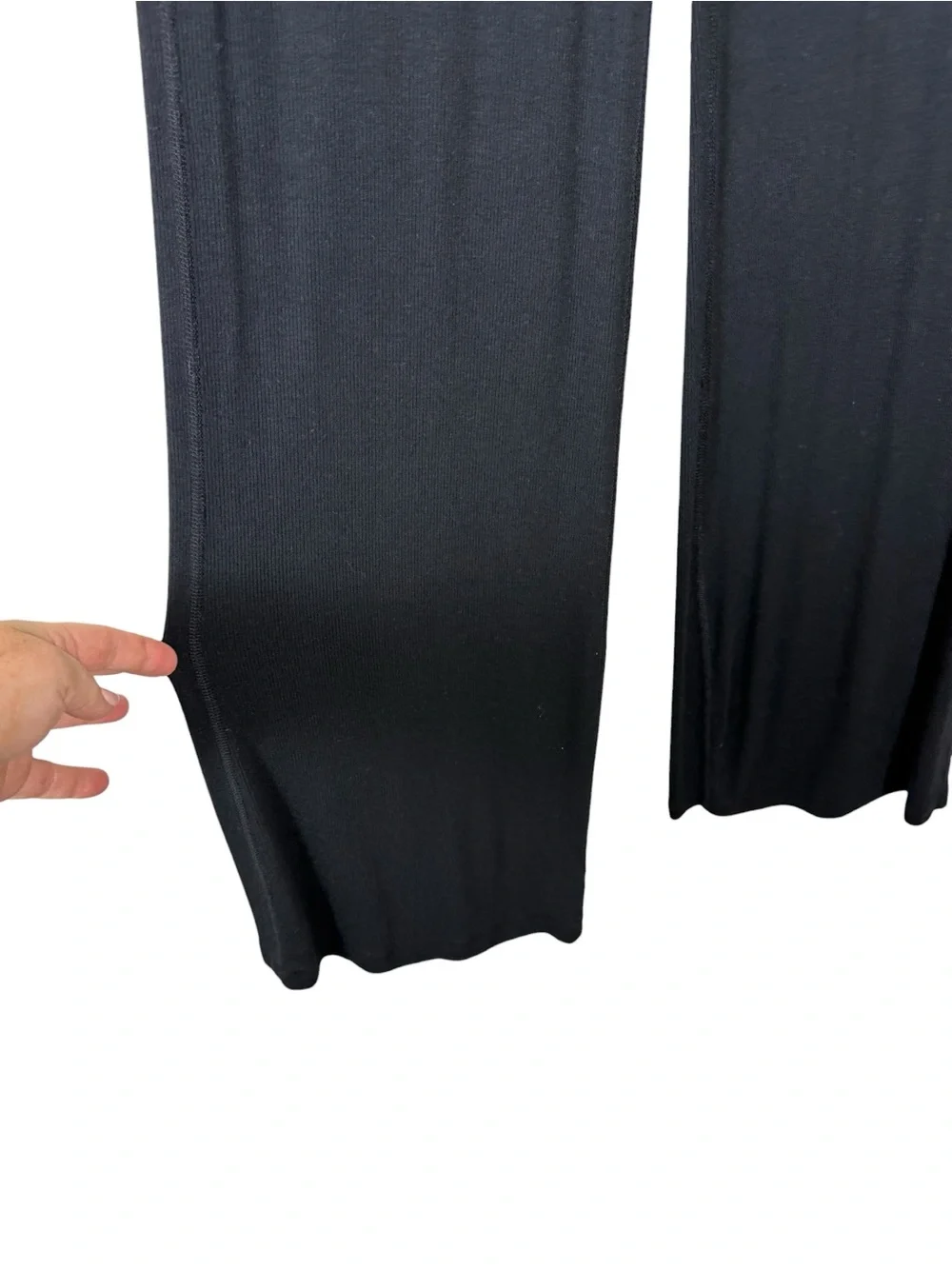 Nuuds Womens Black Slinky Rib Streamline Pants Sz Small